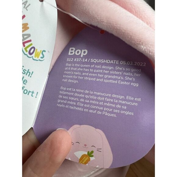 Squishmallow Bop Pink Bunny Rabbit Don't Worry Be Hoppy Easter Carrot - Picture 5 of 7